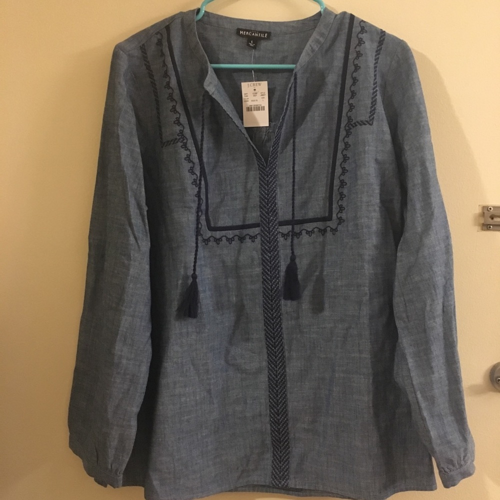 J.Crew Factory embroidered peasant top - Picture 2 of 6